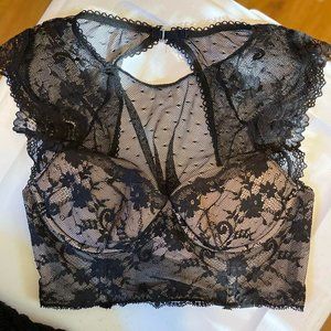 Victoria Secret Dream Angels Black Lace Lined Demi Bra 32C